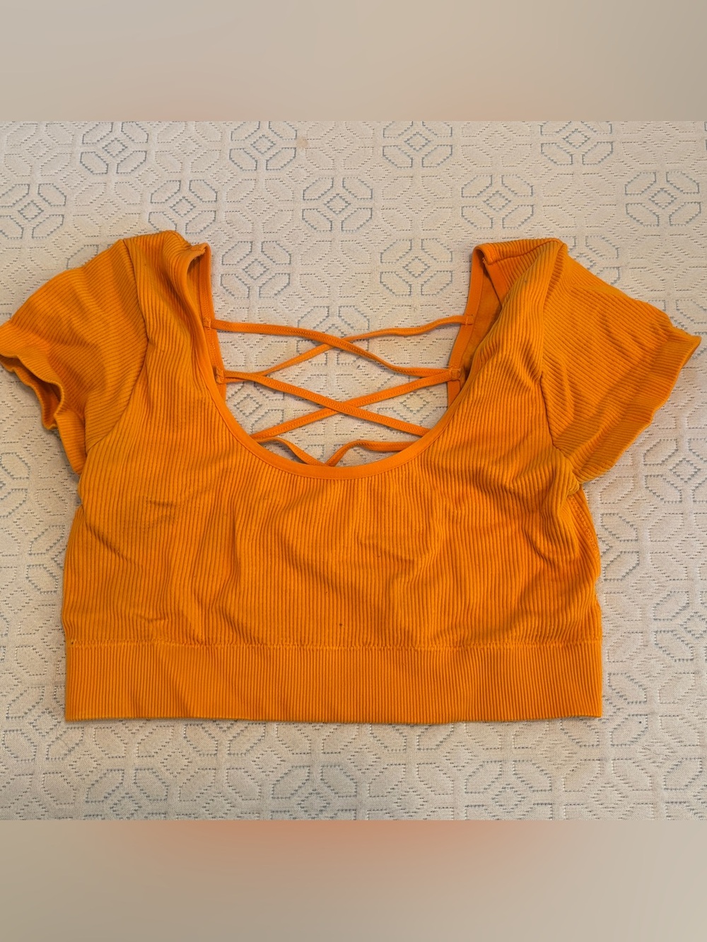 aerie Orange Ribbed Crisscross Crop Top